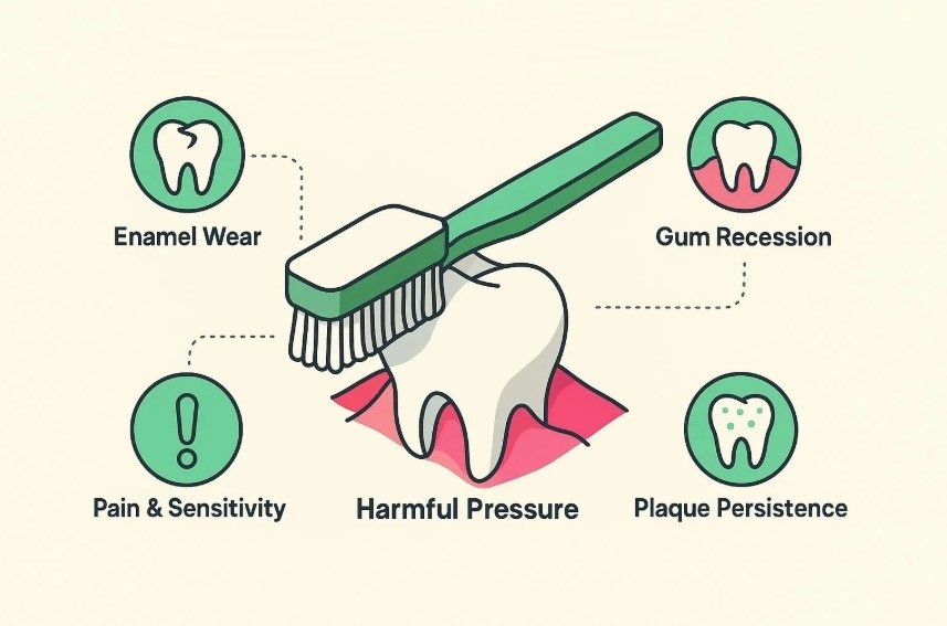 Aggressive Brushing Damages Gum Tissue